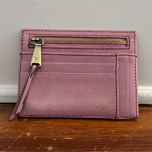 Hobo International Wallet Women's Leather ID Card Holder Baby Pink Gold Zipper
